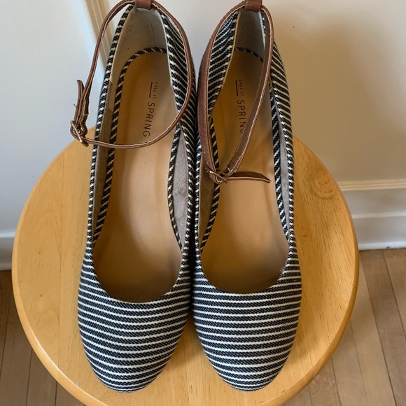 Blue & White Striped Wedge Shoe - Picture 2 of 5
